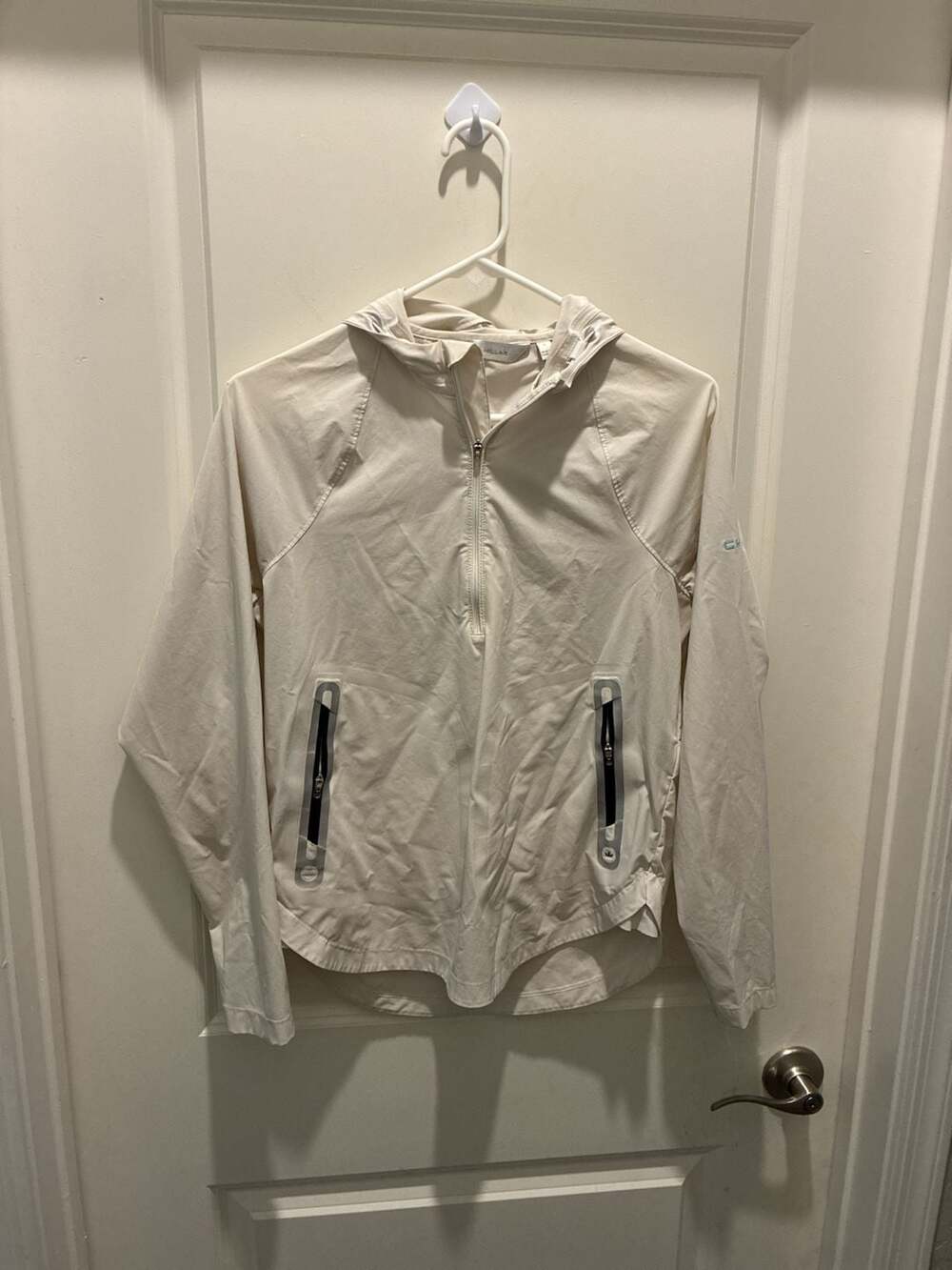 Peter Millar Women's White Lightweight Hooded Half Zip Jacket Size S
